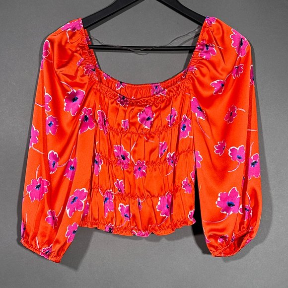 Sanctuary Crop Top Three Quarter Sleeves Floral Size S - Picture 5 of 12